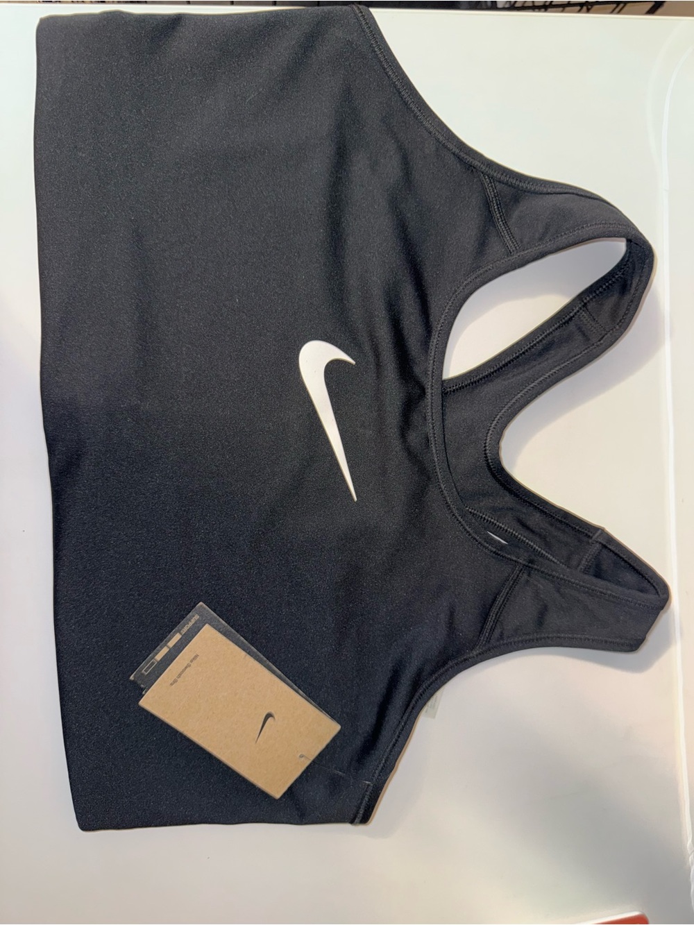Nike Black Sports Bra with White Tag Accent